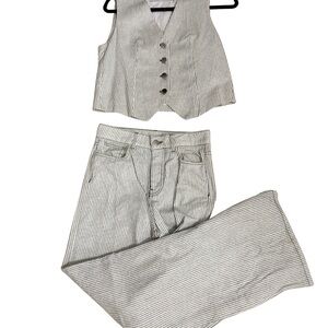 Zara Black and White Striped Vest and Pants Set